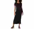 Amazon Essentials Women's Jersey Standard-Fit Short-Sleeve Crewneck Side Slit Maxi Dress (Previously Daily Ritual), Black, Medium