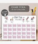 28 Day Chair Yoga Challenge | Home Chair Workout Exercise | Chair Yoga Guide Bodybuilding Tracker | Editable & Printable Instant Download